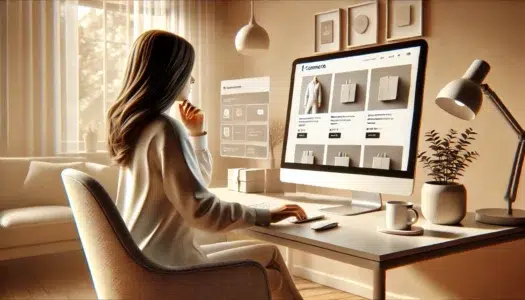 Ilustração conceitual sobre o e-commerce no novo cenário digital, com foco em estrutura, experiência do usuário e eficiência operacional