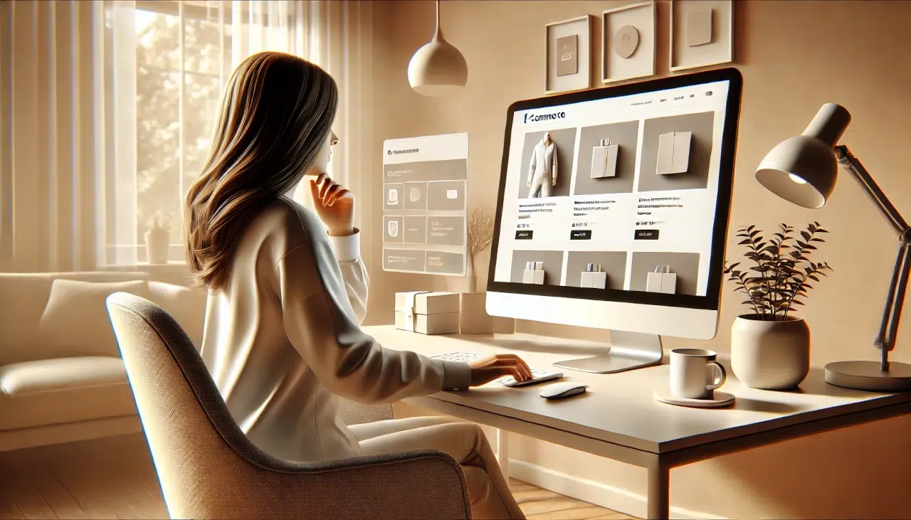 Ilustração conceitual sobre o e-commerce no novo cenário digital, com foco em estrutura, experiência do usuário e eficiência operacional