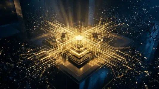 Ilustração de inteligência artificial analisando estrutura de site e dados, representando o fim do marketing baseado em promessa