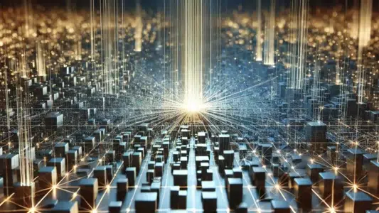 Estrutura digital com centro de alta relevancia representando information gain e diferenca de conteudo no seo moderno com inteligencia artificial
