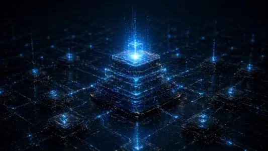 Estrutura digital destacada em sistema de ranking representando SEO técnico, performance e crescimento orgânico