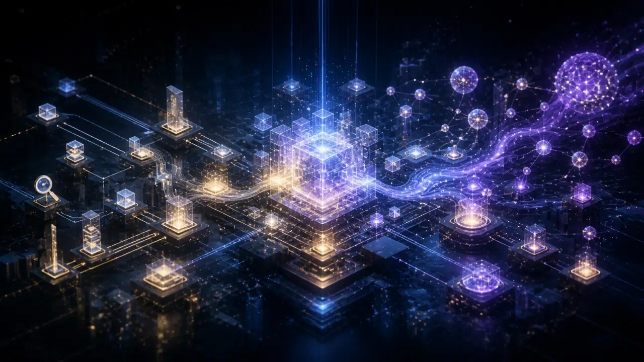Arquitetura digital mostrando AEO, SEO para IA, conteúdo estruturado e respostas geradas por inteligência artificial.