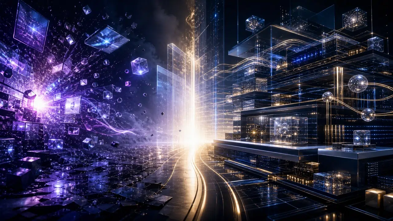 Representação do Pós-IA mostrando a transição da euforia com inteligência artificial para a valorização de estrutura digital.