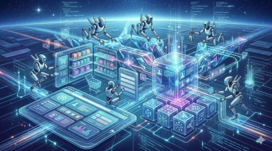 Nova internet acionável com sites, lojas, dados, CRM, automação, SEO técnico e agentes de IA conectados em uma infraestrutura digital.