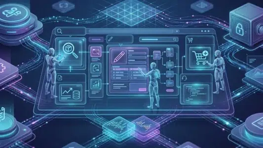 WebMCP permitindo que sites exponham ferramentas estruturadas para agentes de IA interagirem com formulários, e-commerce, CRM, automação e dados.