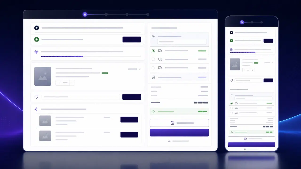 Carrinho otimizado WooCommerce com frete, CEP inteligente, cupom automático e resumo do pedido pelo Shop Pro.