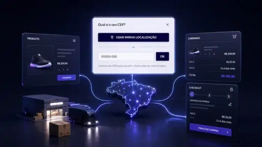 CEP inteligente para WooCommerce com frete, localização, produto, carrinho e checkout integrados pelo Shop Pro.
