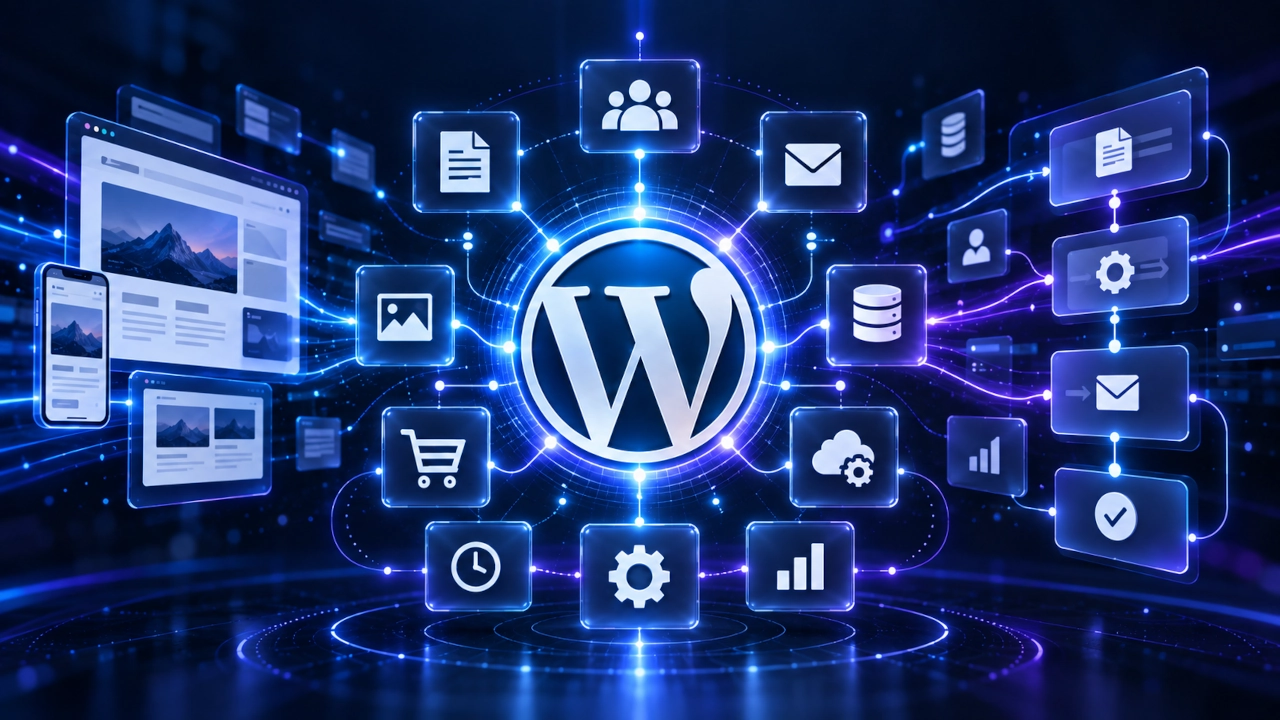 Automação no WordPress integrada ao WooCommerce, CRM, APIs, ERP e inteligência artificial
