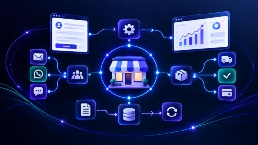Automação para pequenas empresas integrada a CRM, vendas, atendimento, e-commerce e dados