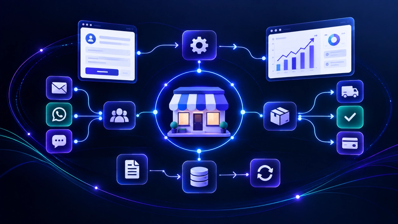 Automação para pequenas empresas integrada a CRM, vendas, atendimento, e-commerce e dados