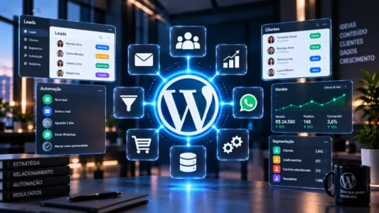 CRM no WordPress integrado ao WooCommerce com dados, automação, chatbot e inteligência artificial