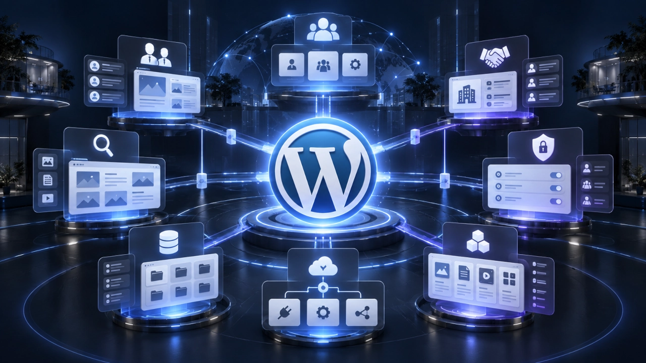 Portal WordPress para empresas com usuários, permissões, conteúdos, serviços e integrações