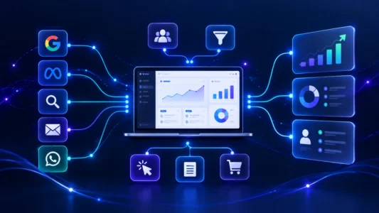 Tracking para pequenas empresas conectado a GA4, campanhas, conversões, CRM e vendas