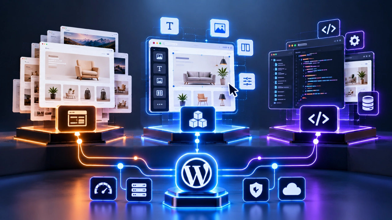 Comparação entre tema pronto, Elementor, Gutenberg e desenvolvimento WordPress sob medida